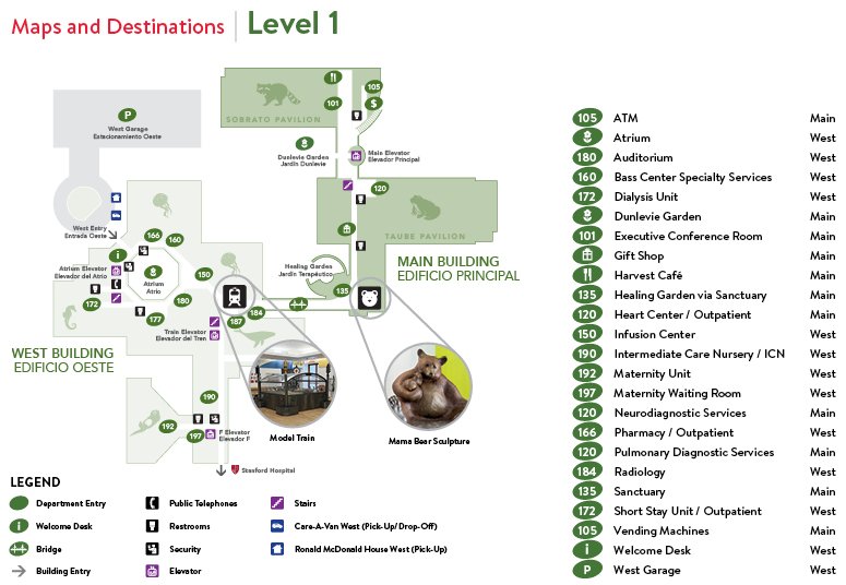 Lucile Packard Children's Hospital Stanford 1st Floor Map